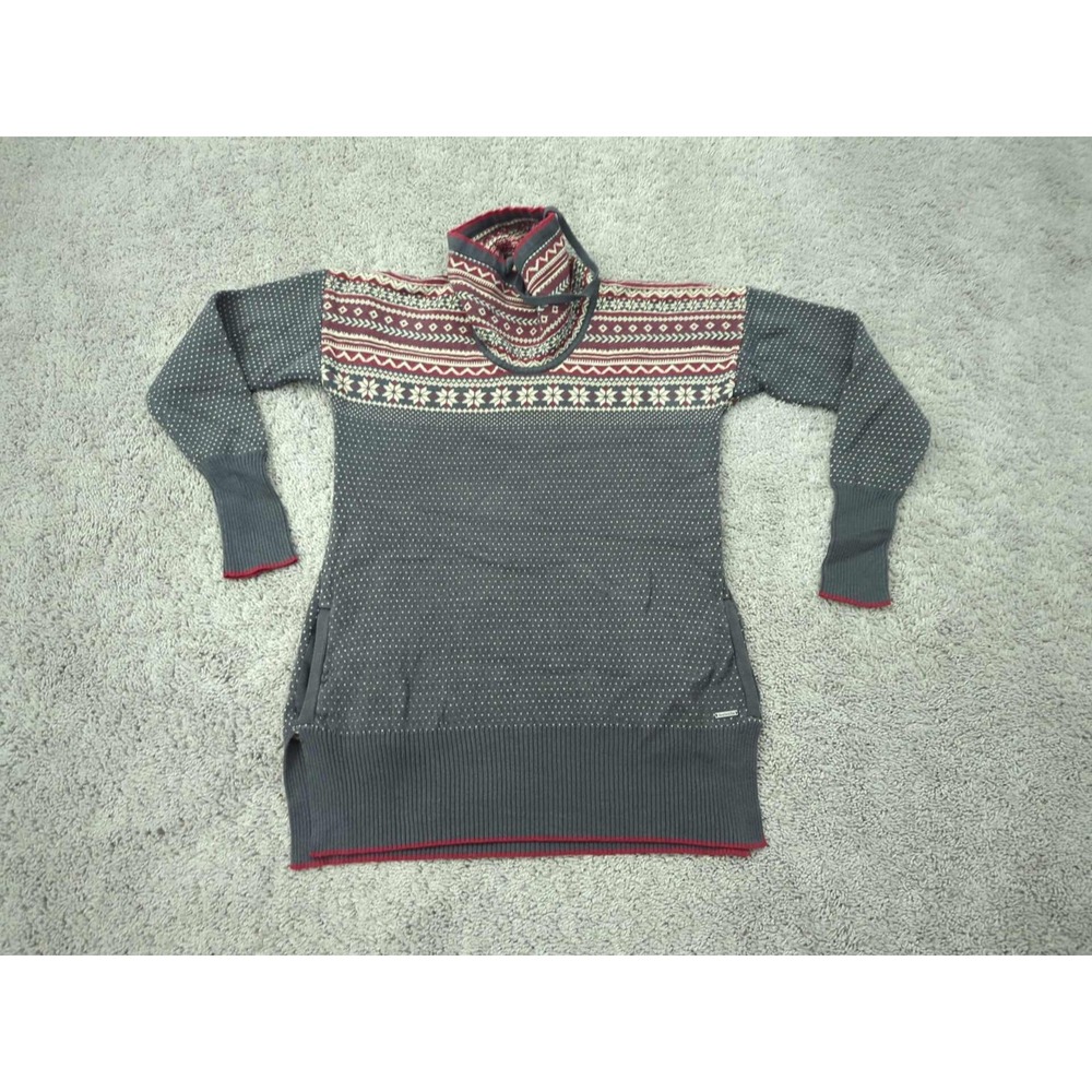 Avalanche Sweater Womens Medium Fair‎ Isle Funnel Neck Tunic Side Pockets